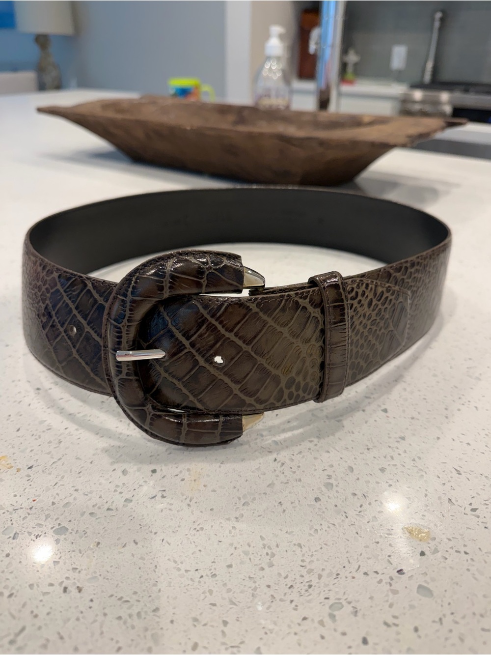 Carlisle Brown Croc-Embossed Leather Belt